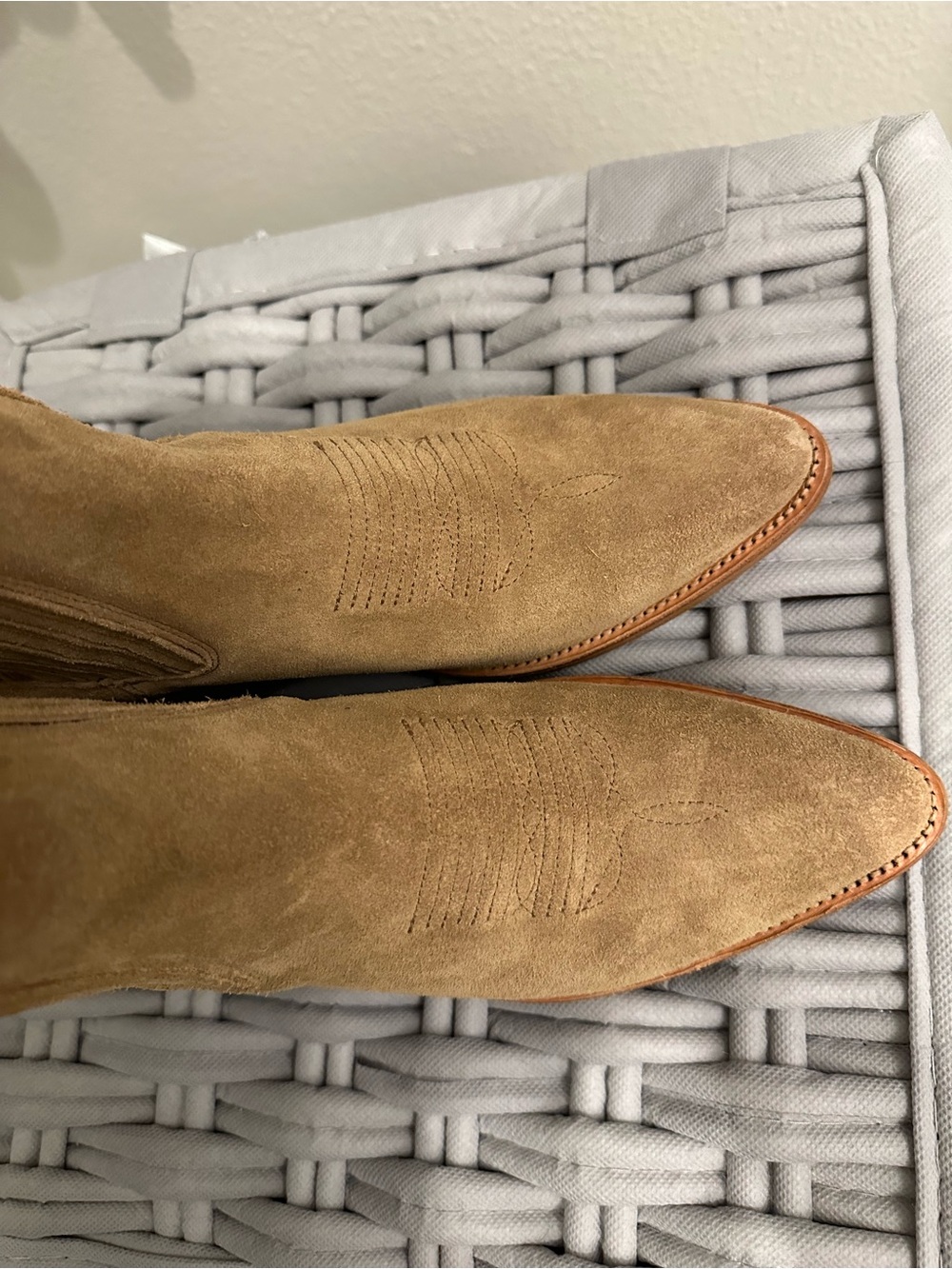 Tecovas Taylor Suede Booties in Latte - Picture 12 of 15